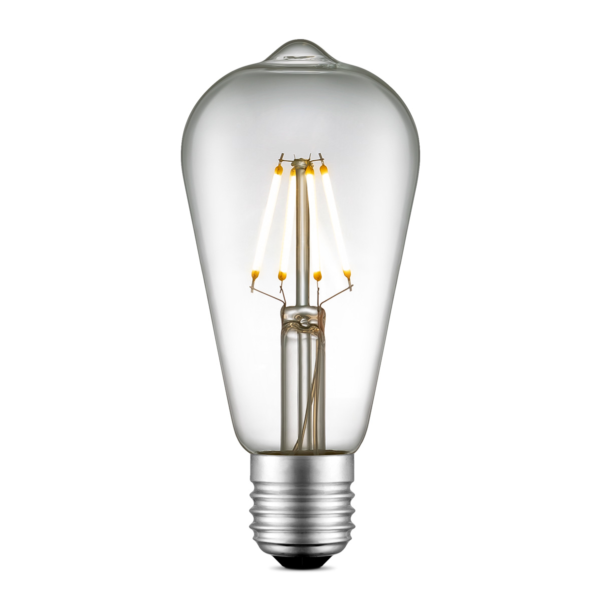 Image of Edison Vintage LED filament lichtbron Drop - Helder - ST64 Deco - Retro LED lamp - 6.4/6.4/14cm - geschikt voor E27 fitting - Dimbaar - 4W 440lm 3000K - warm wit licht